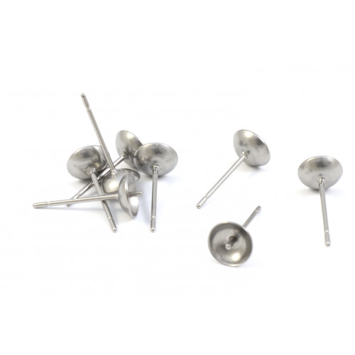STAINLESS STEEL EAR POST WITH 6MM CUP AND PEG (PACK OF 10)